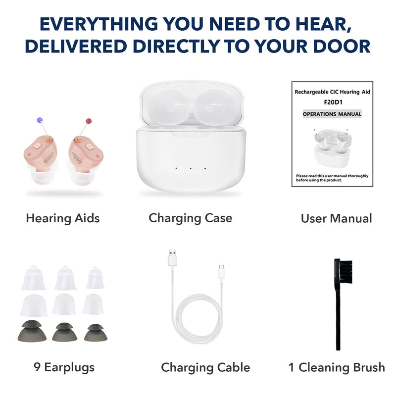 Discreet Rechargeable CIC Hearing Aids - F20D1